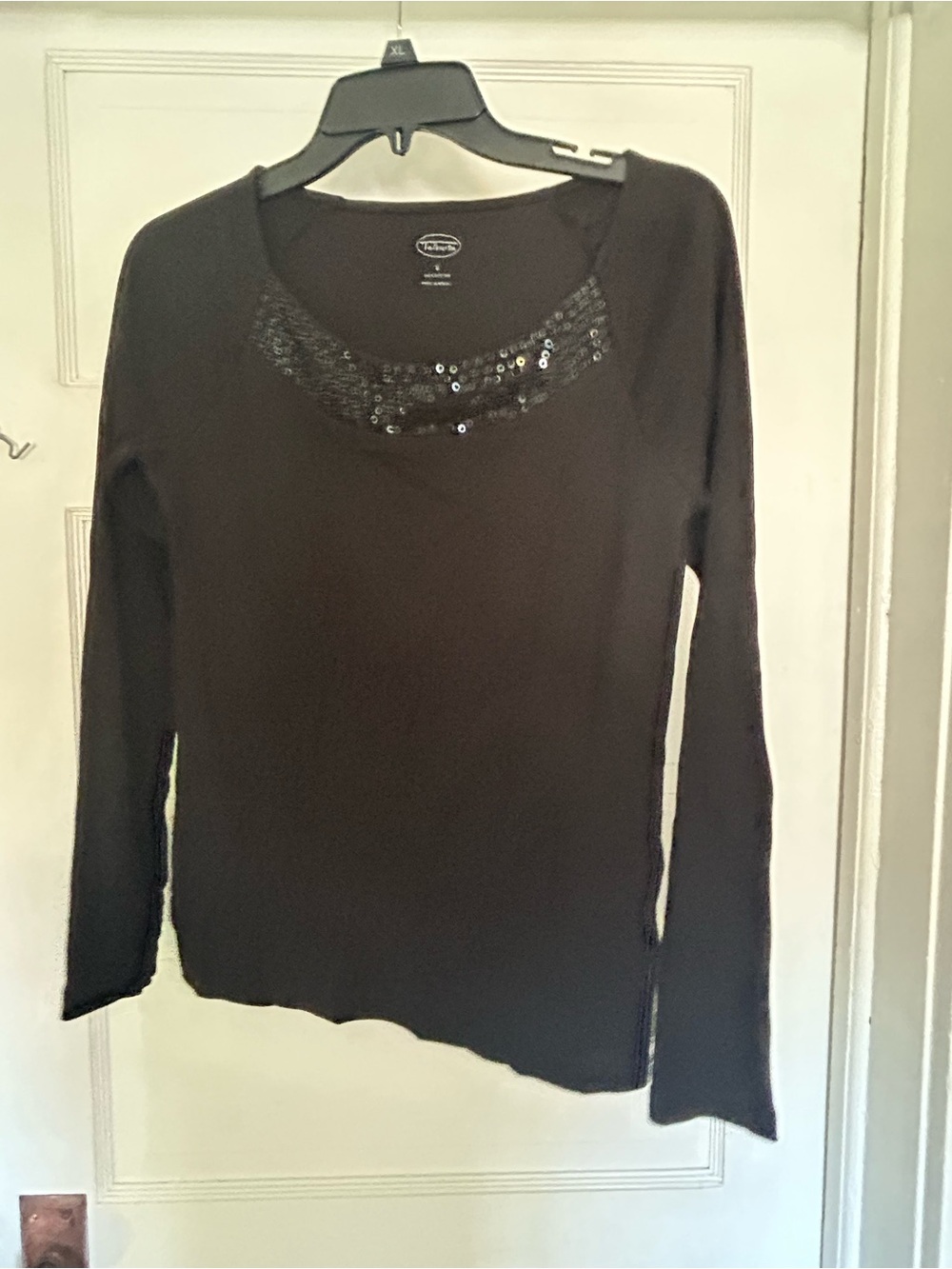 Talbots Long-Sleeve Sequin Scoop Neck Top